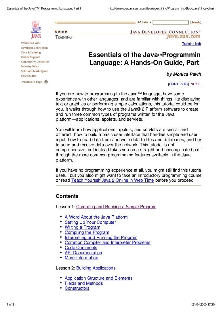 Java Tutorial In Pdf